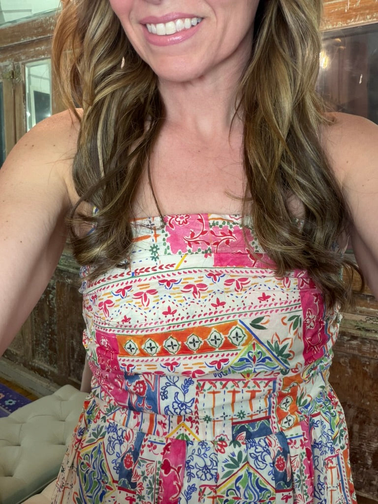 Patchwork Paradise Midi Dress