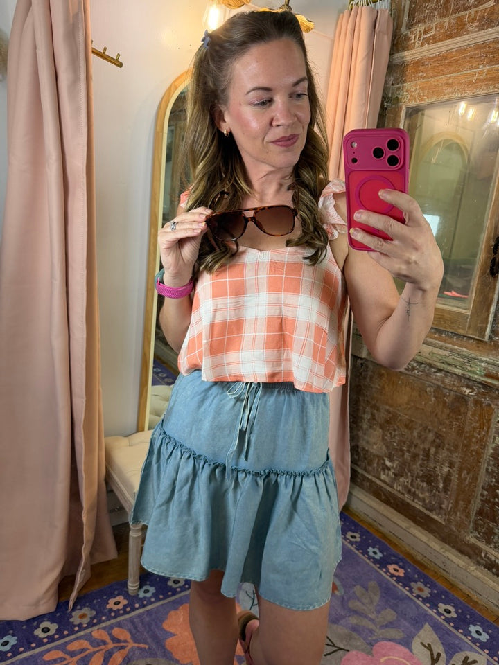 Washed Away Ruffle Skirt - LT Blue