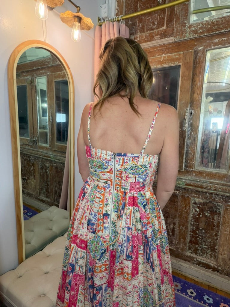 Patchwork Paradise Midi Dress