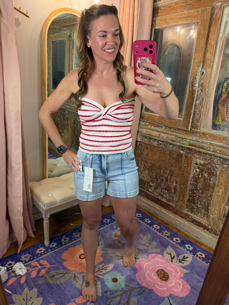 Cherry Twist Textured Tube Top
