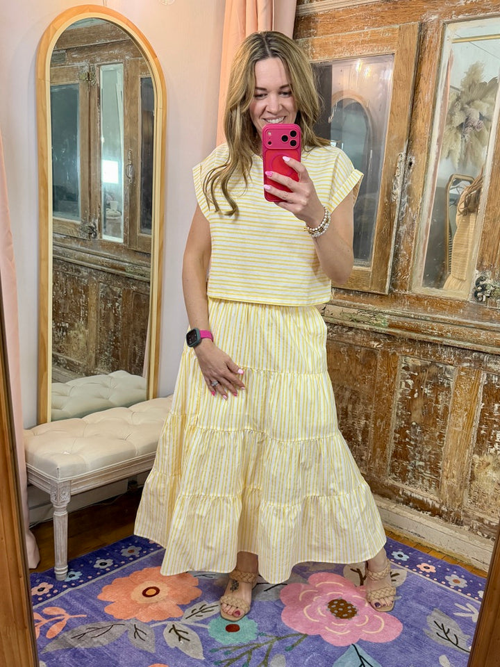 Striped Top and Skirt Set