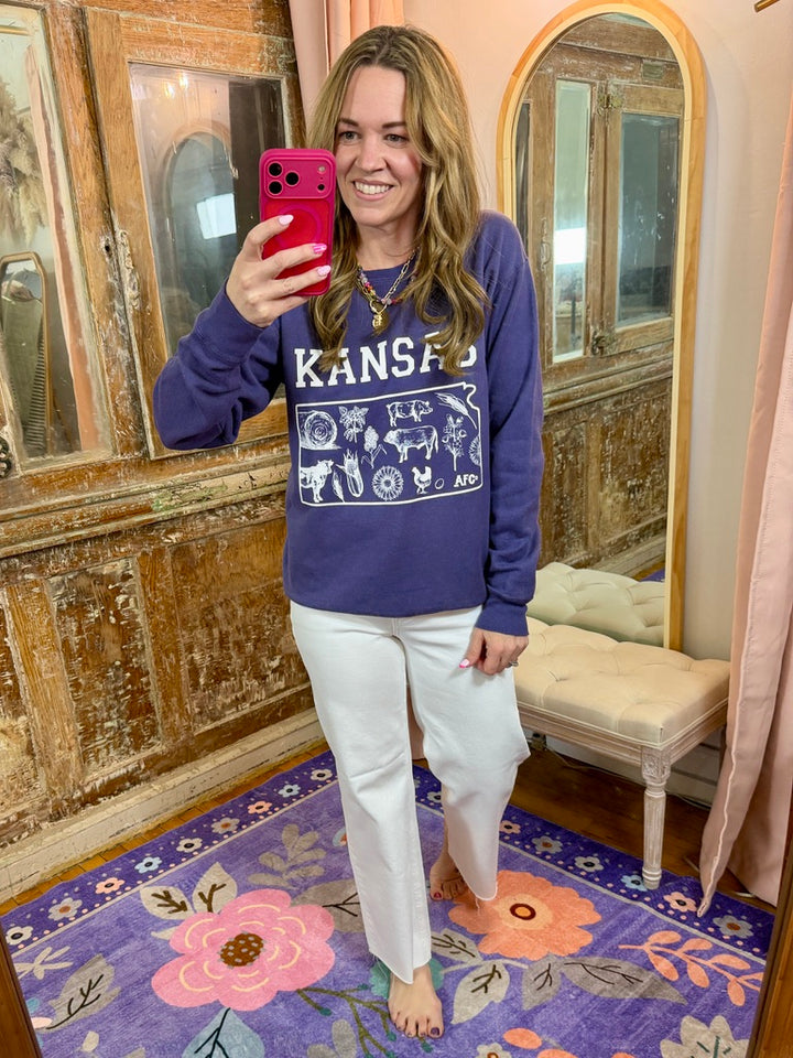 Kansas - State Agriculture Purple Crewneck