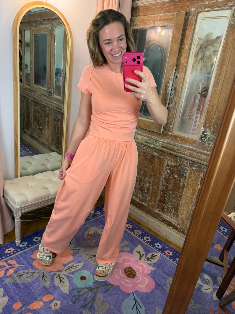 Peach Please Barrel Sweatpants