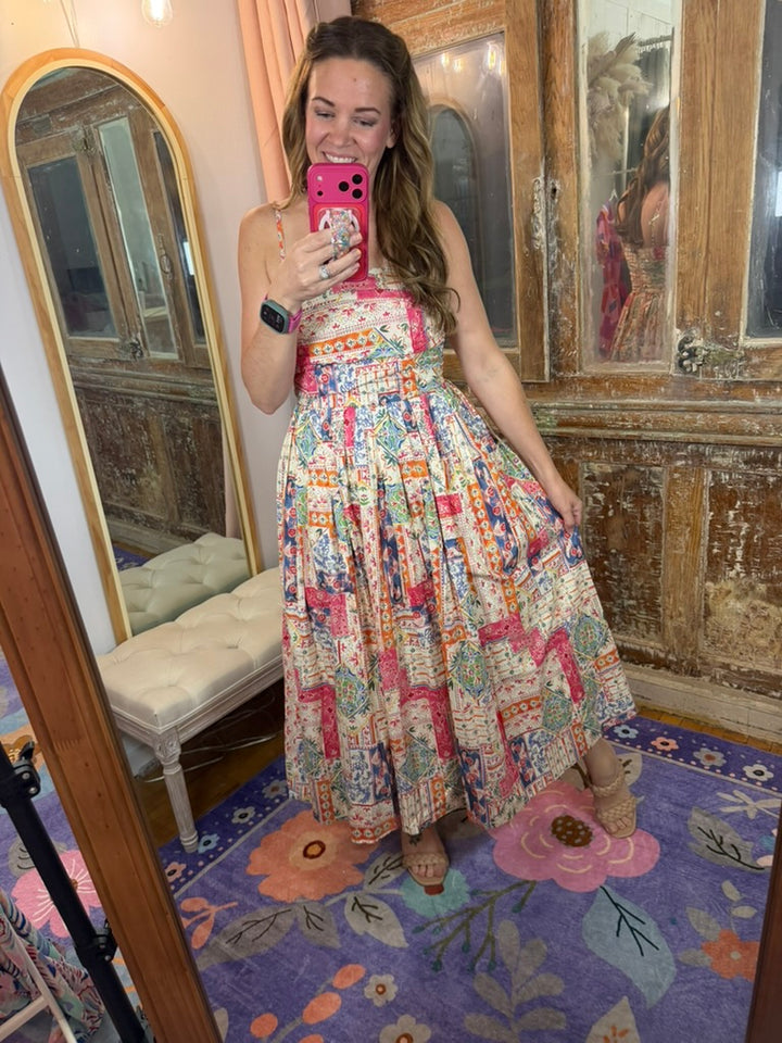 Patchwork Paradise Midi Dress