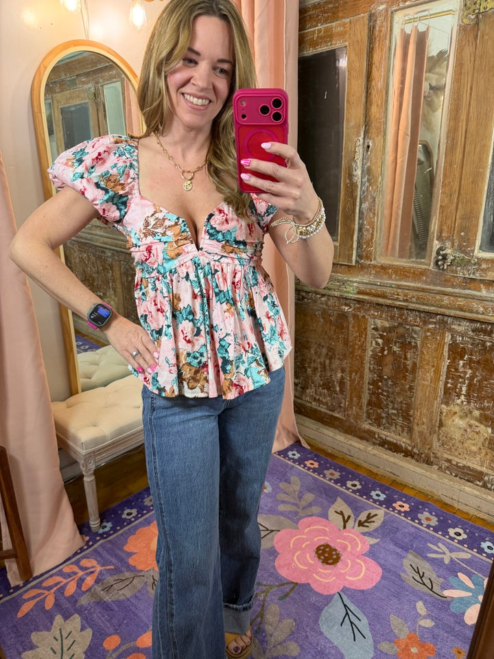 Puff Sleeve Floral Top