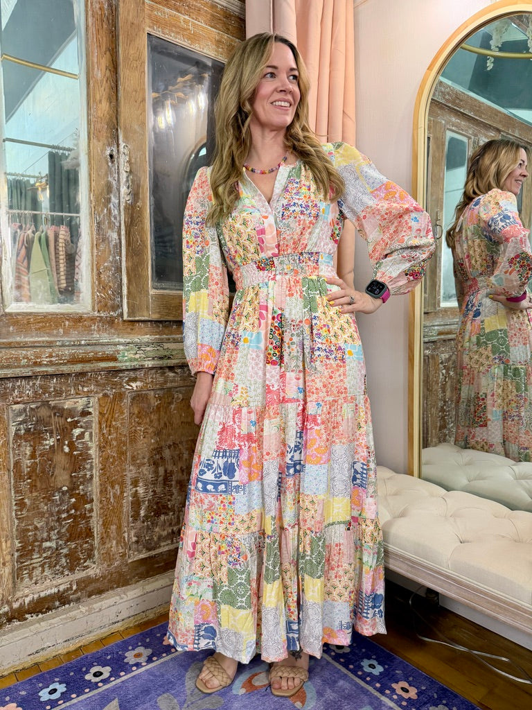 Patchwork Petals Maxi Dress