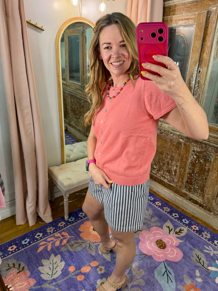 Peachy Keen Button-Up Sweater