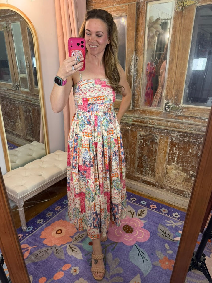 Patchwork Paradise Midi Dress