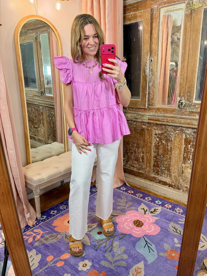 Crepe Tier Orchid Top