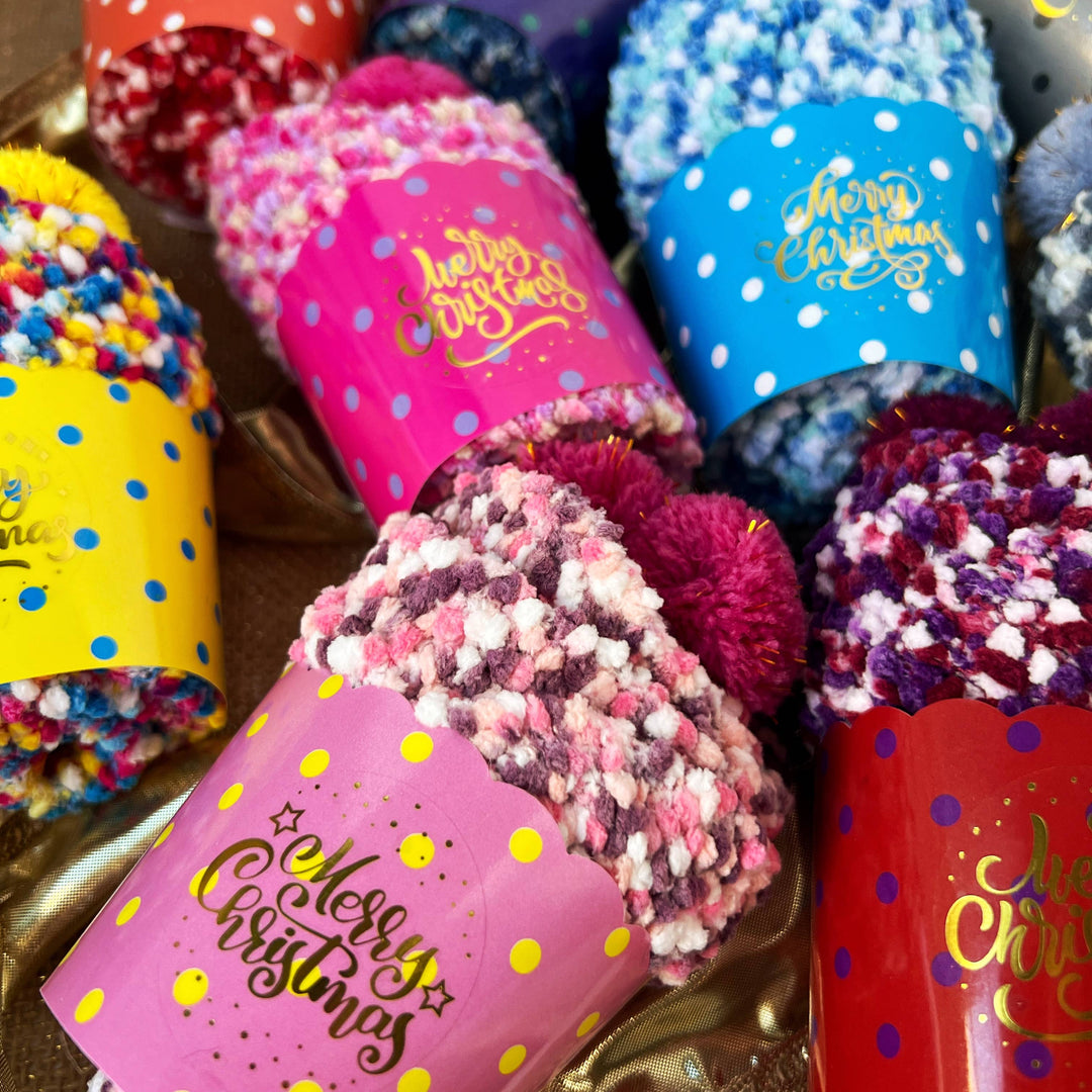 "Merry Christmas" Cozy Cupcake Socks | Confetti (Merry Christmas)