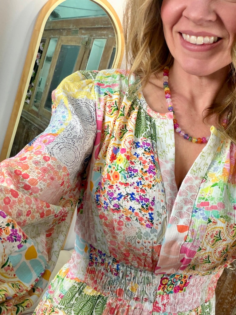 Patchwork Petals Maxi Dress