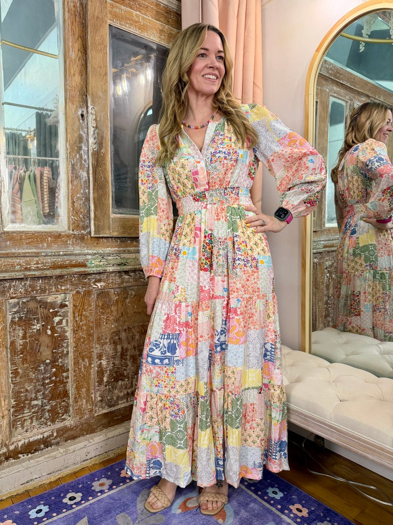 Patchwork Petals Maxi Dress