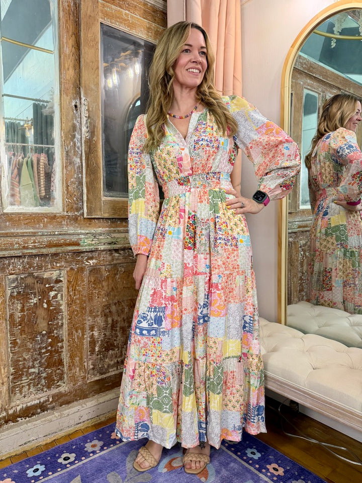 Patchwork Petals Maxi Dress
