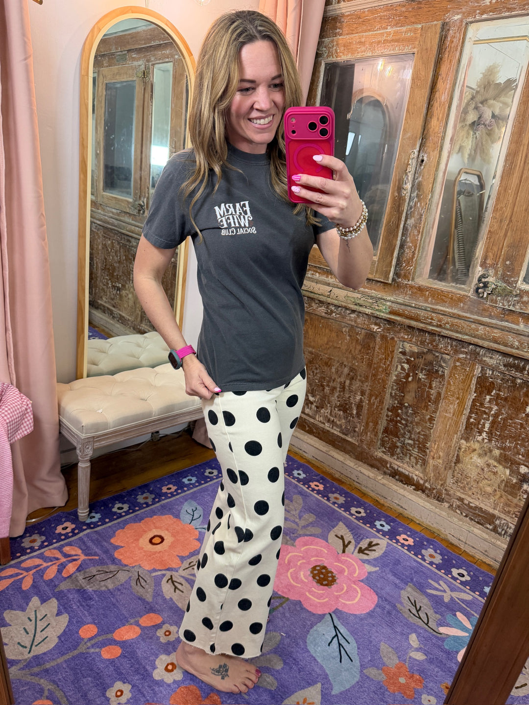 Big Polka Dot Denim Pants