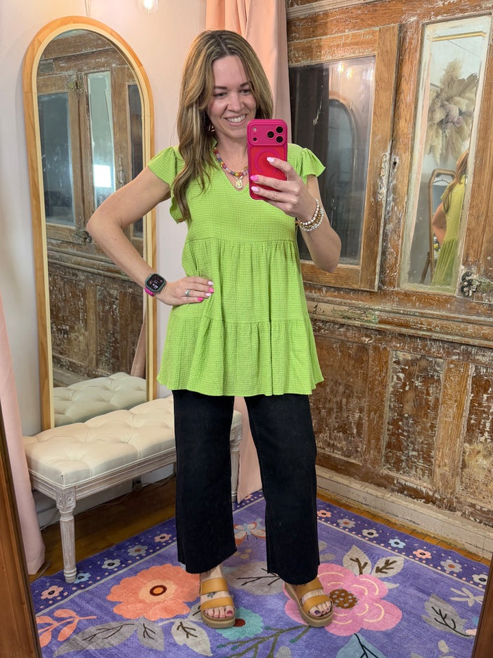Green Apple Babydoll Top