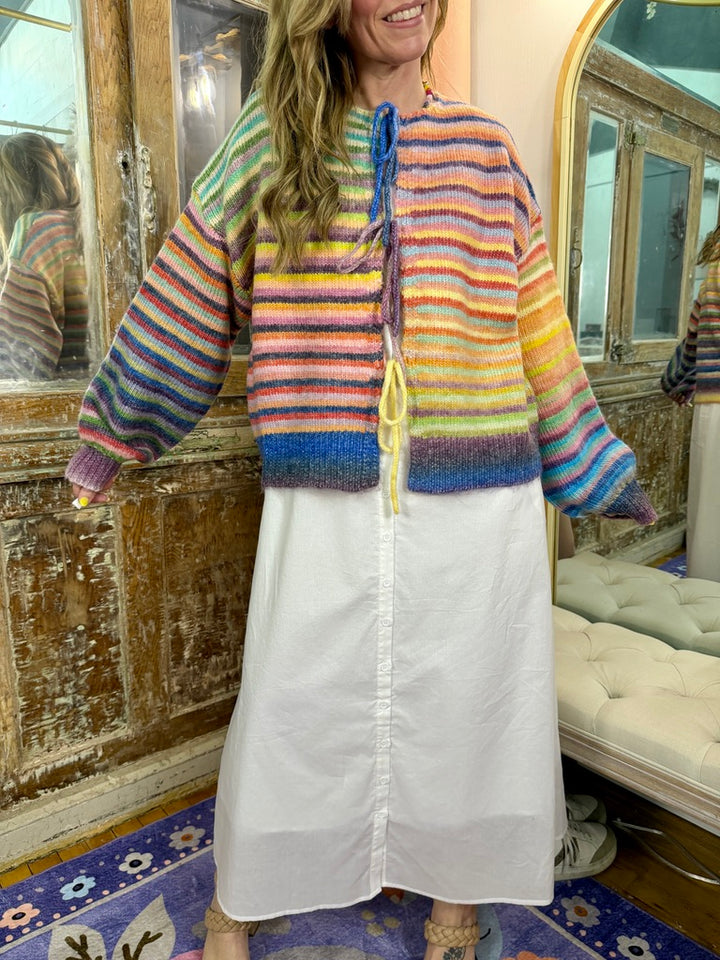 Somewhere Over the Rainbow Tie Cardigan
