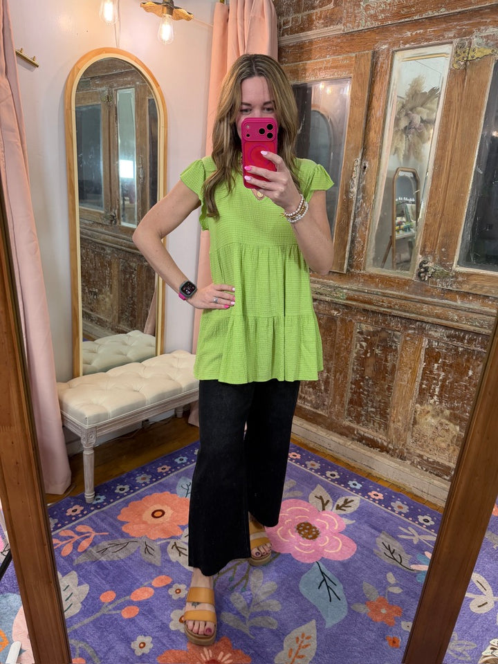 Green Apple Babydoll Top