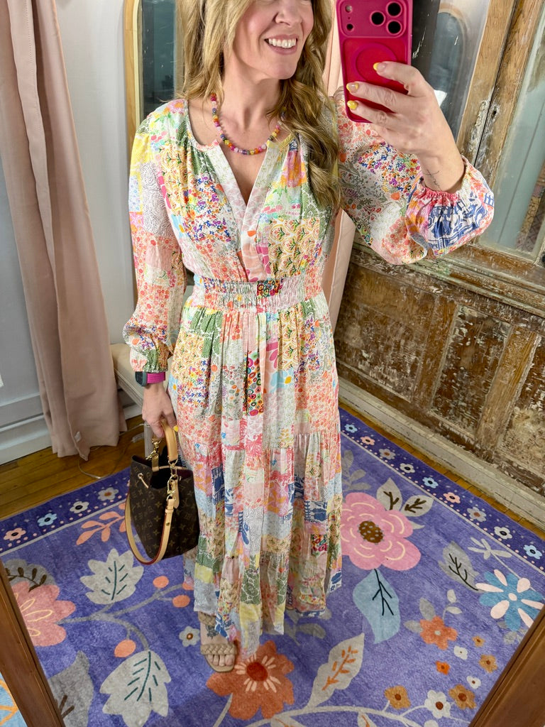 Patchwork Petals Maxi Dress