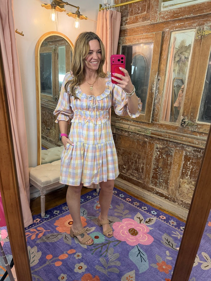 Pastel Picnic Plaid Dress