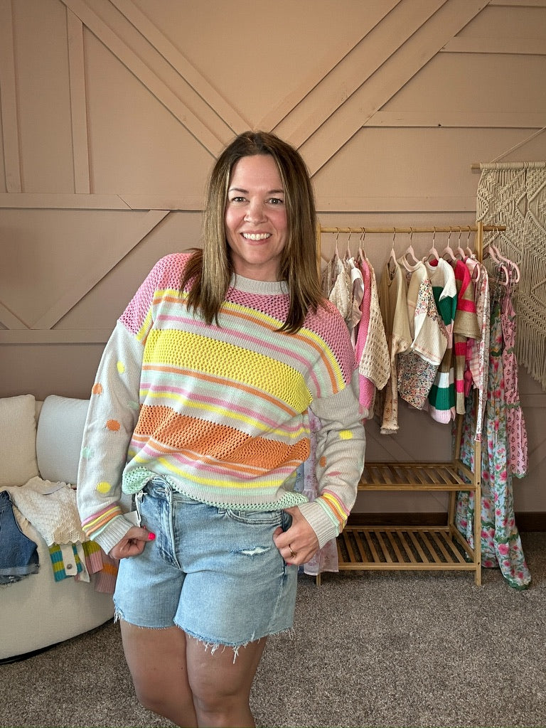 Multi Color Knit Sweater Pullover