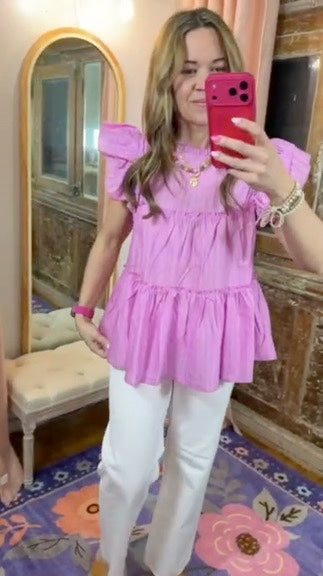 Crepe Tier Orchid Top