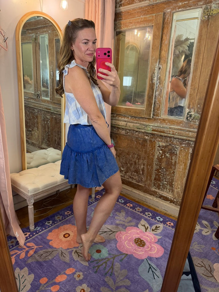 Washed Away Ruffle Skirt - Blue