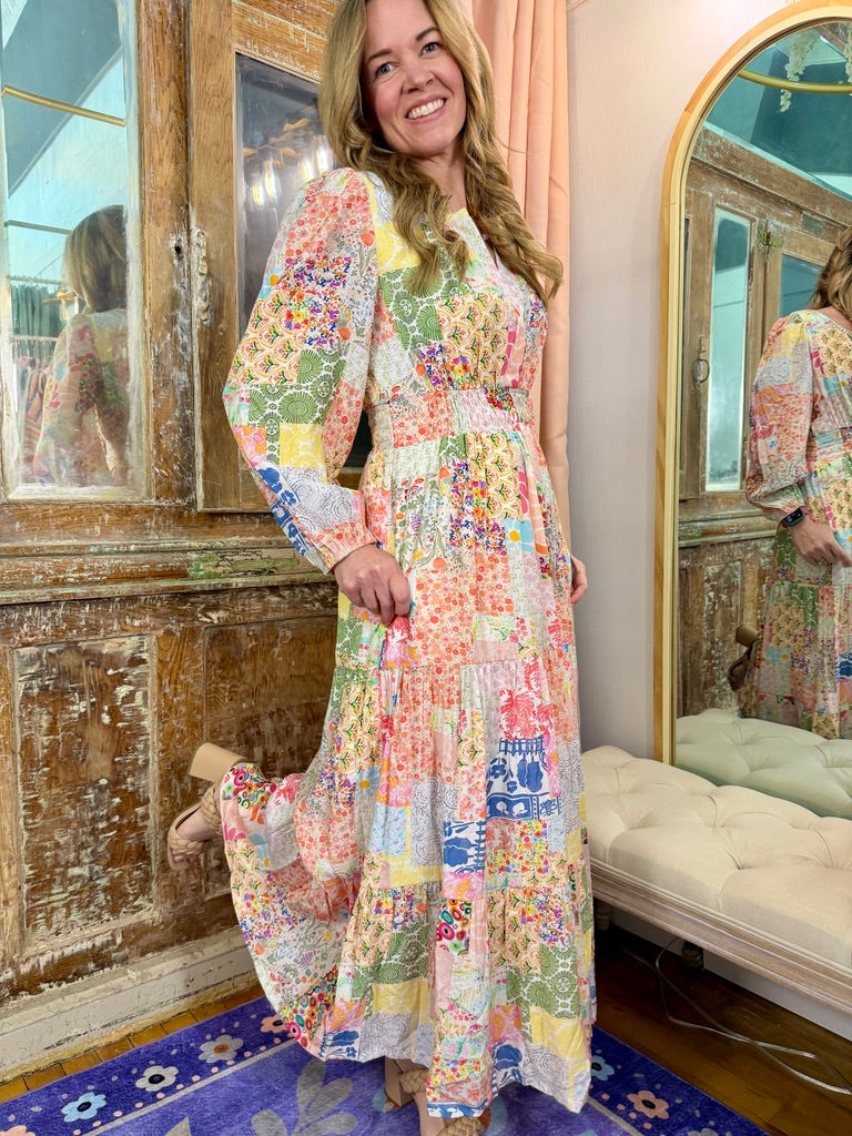 Patchwork Petals Maxi Dress