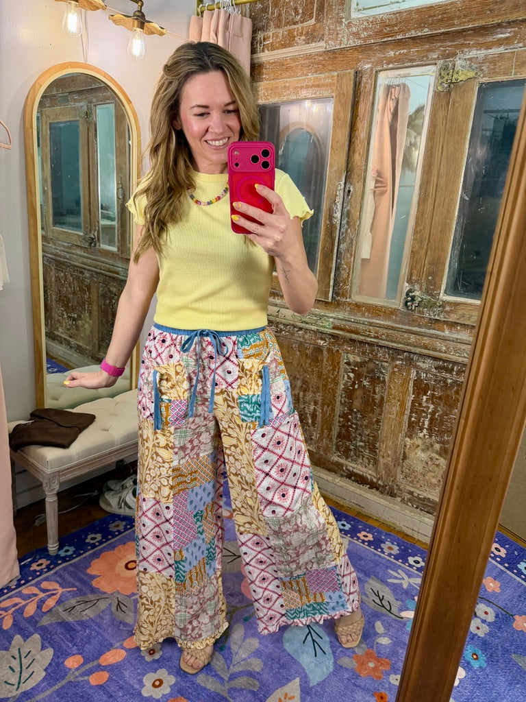 Boho Patchwork Flowy Pants