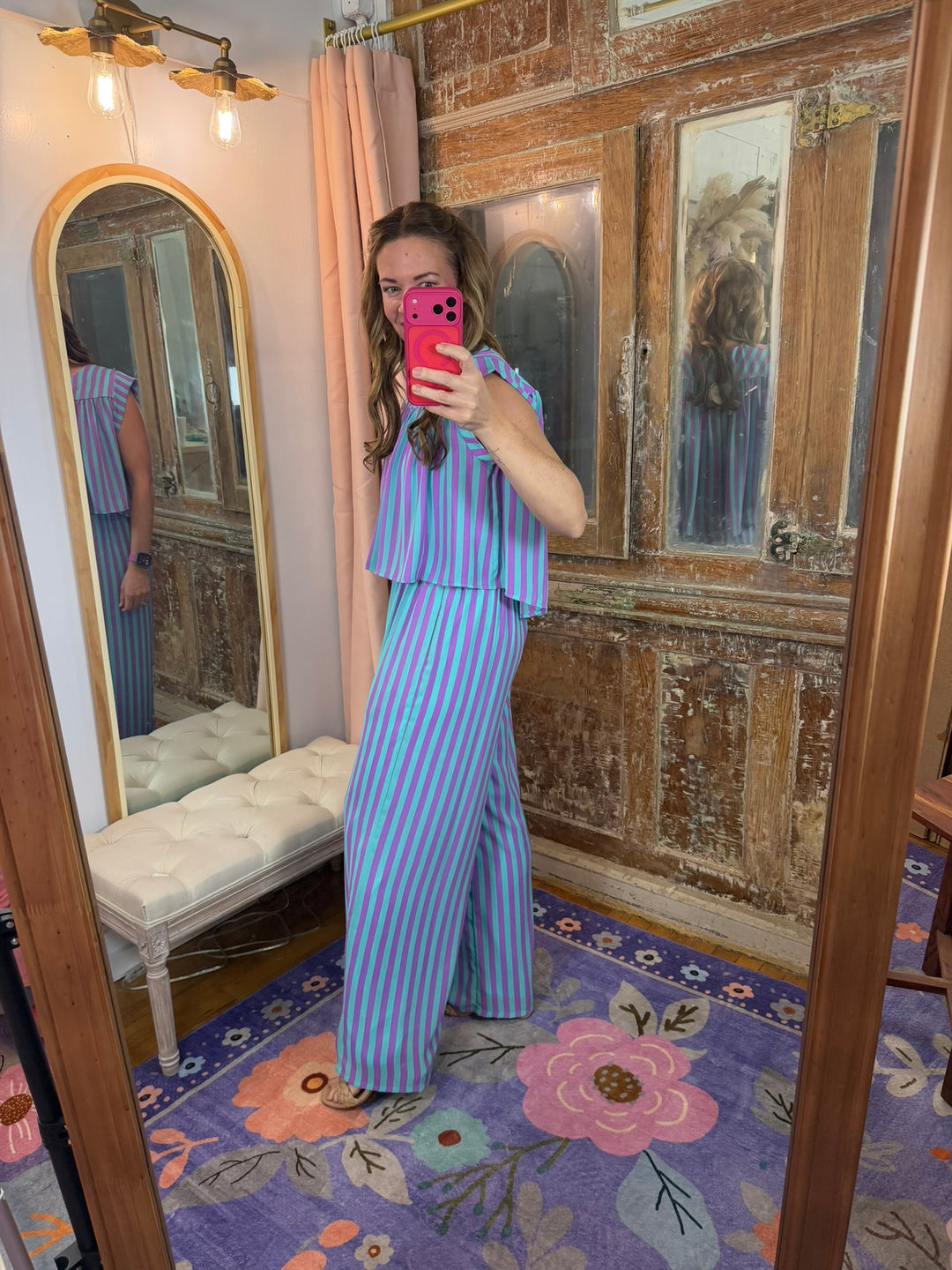 Purple Rain Stripe Flutter Top