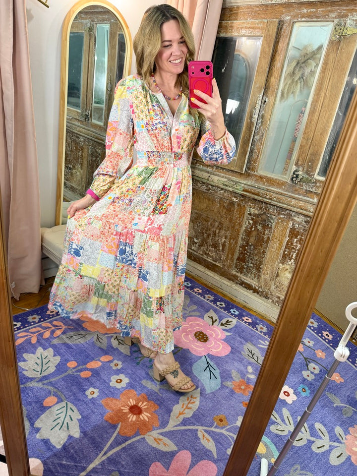 Patchwork Petals Maxi Dress