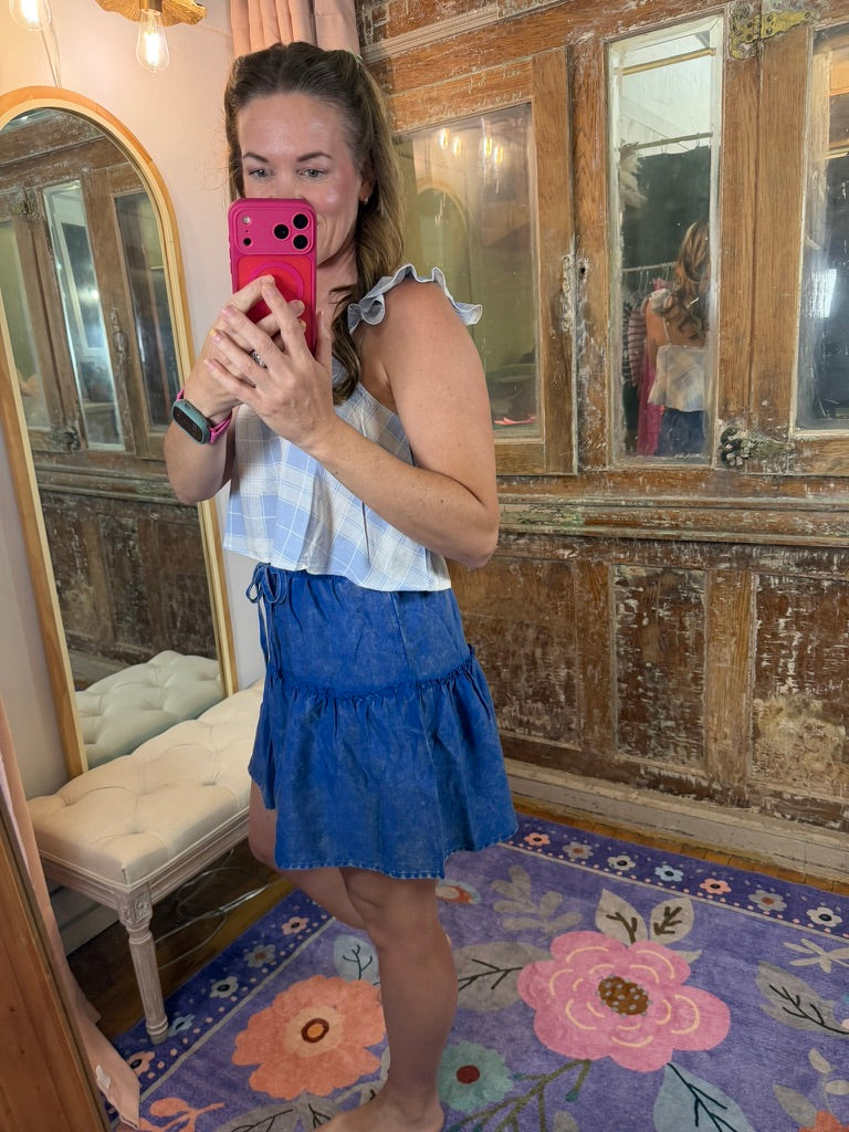 Washed Away Ruffle Skirt - Blue