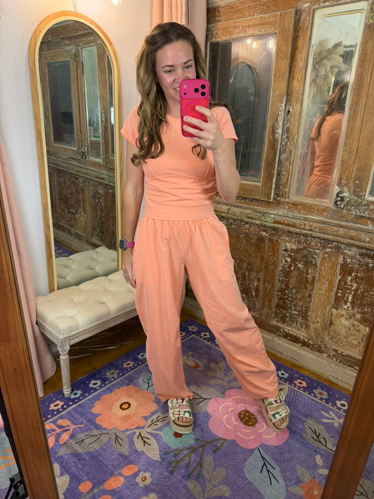 Peach Please Barrel Sweatpants
