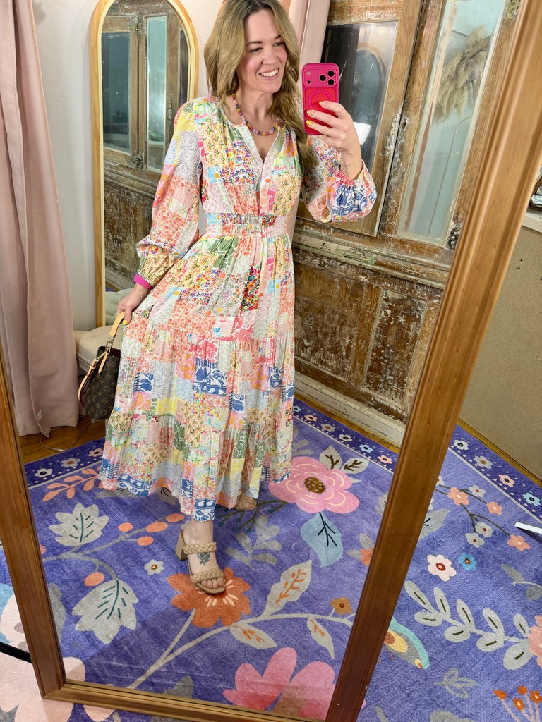 Patchwork Petals Maxi Dress