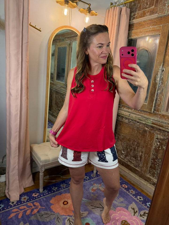 Everyday Ease Button Tank - Red