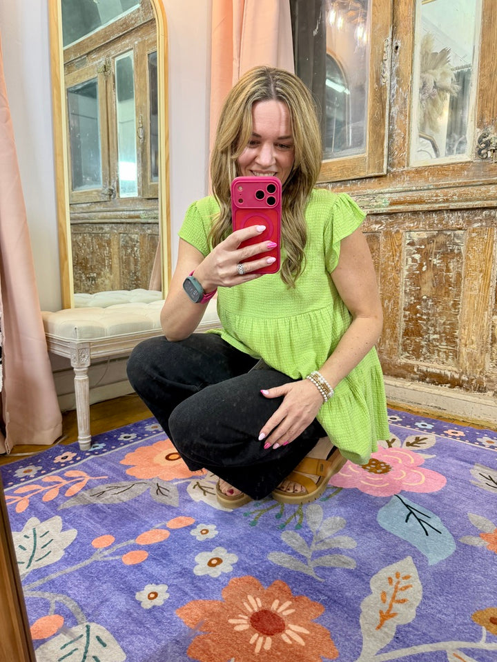 Green Apple Babydoll Top