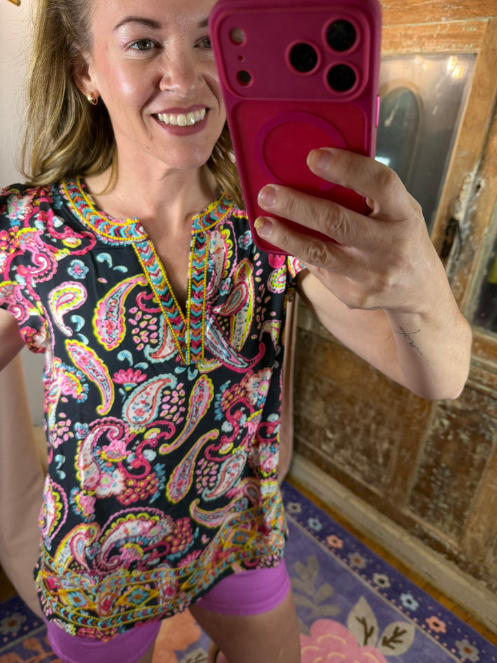 Midnight Mosaic Paisley Top
