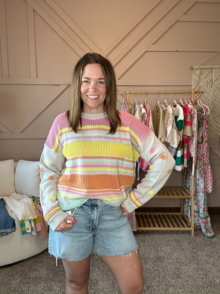 Multi Color Knit Sweater Pullover