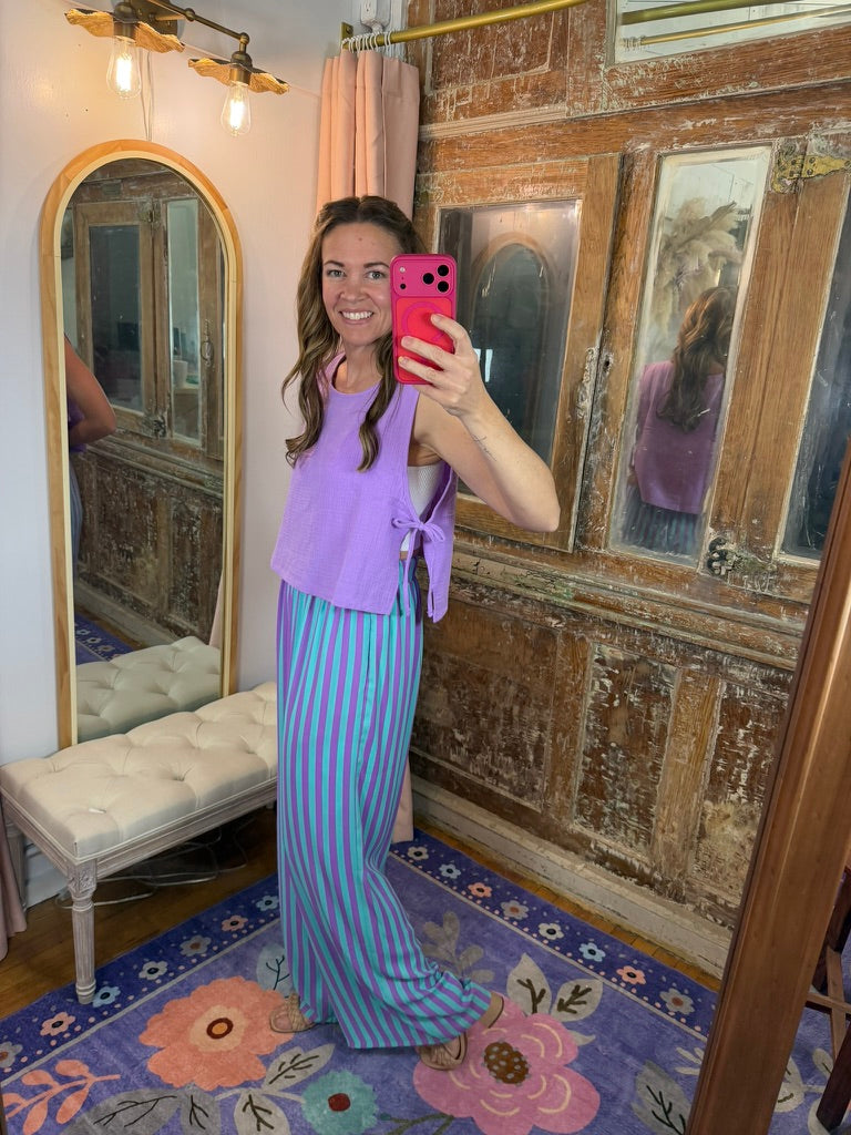 Purple Rain Stripe Wide Leg Pants
