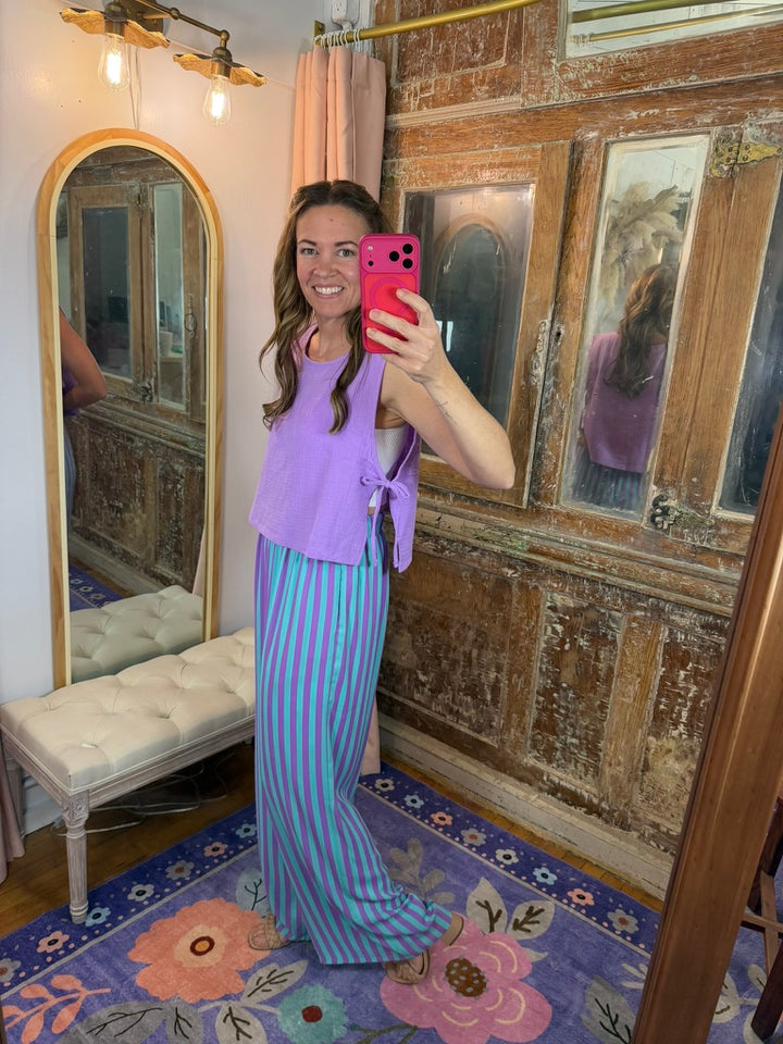 Purple Rain Stripe Wide Leg Pants