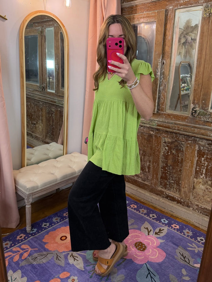 Green Apple Babydoll Top