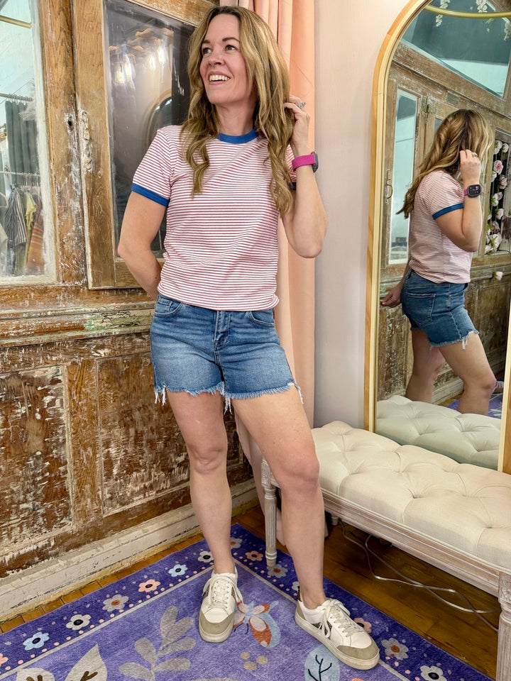 Weekend Ready Frayed Denim Shorts