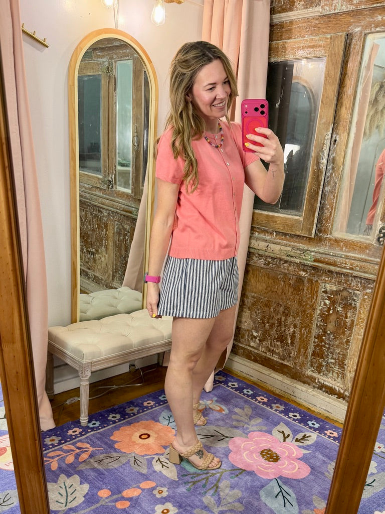 Peachy Keen Button-Up Sweater