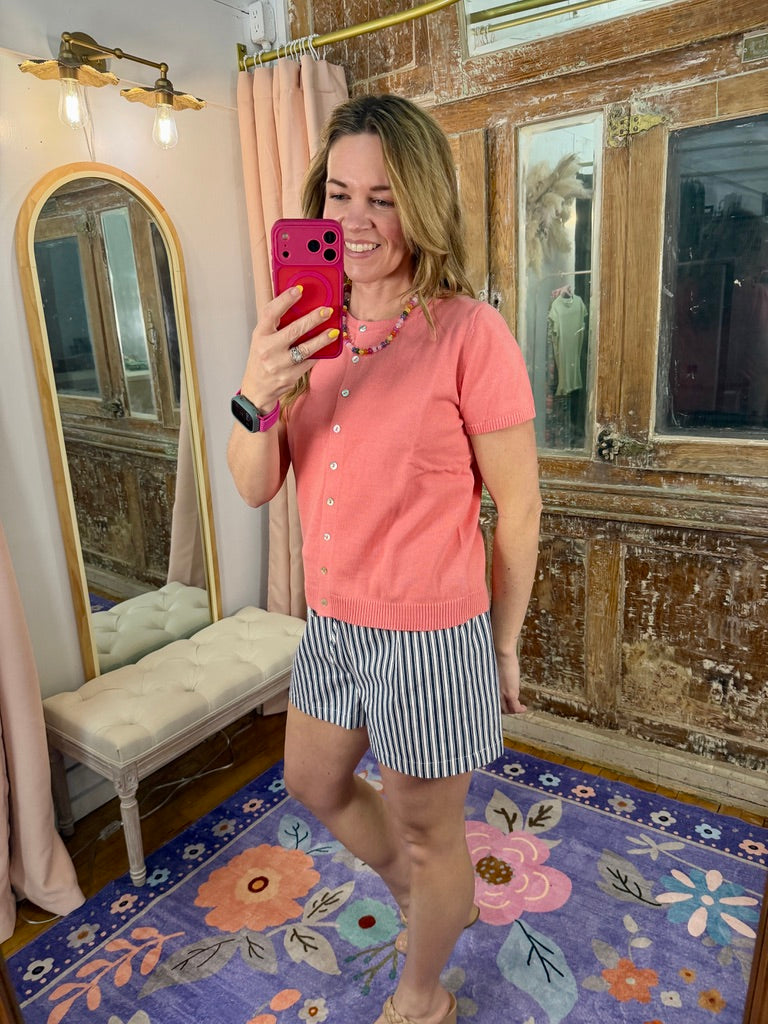 Peachy Keen Button-Up Sweater