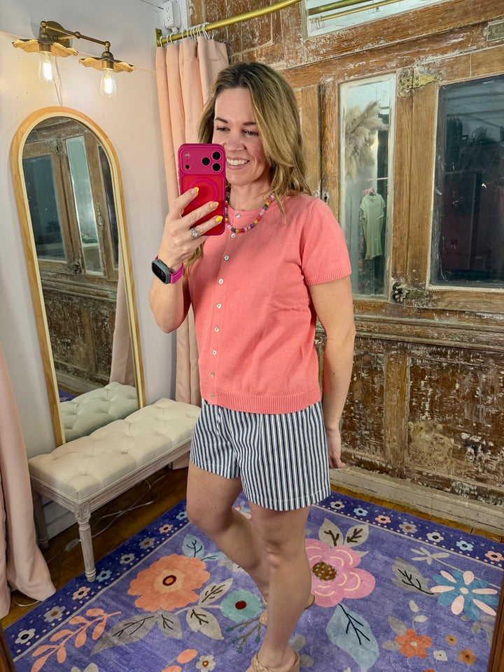 Peachy Keen Button-Up Sweater