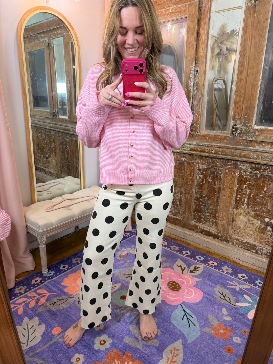 Big Polka Dot Denim Pants