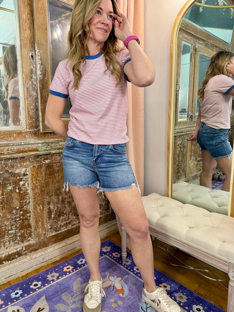 Weekend Ready Frayed Denim Shorts