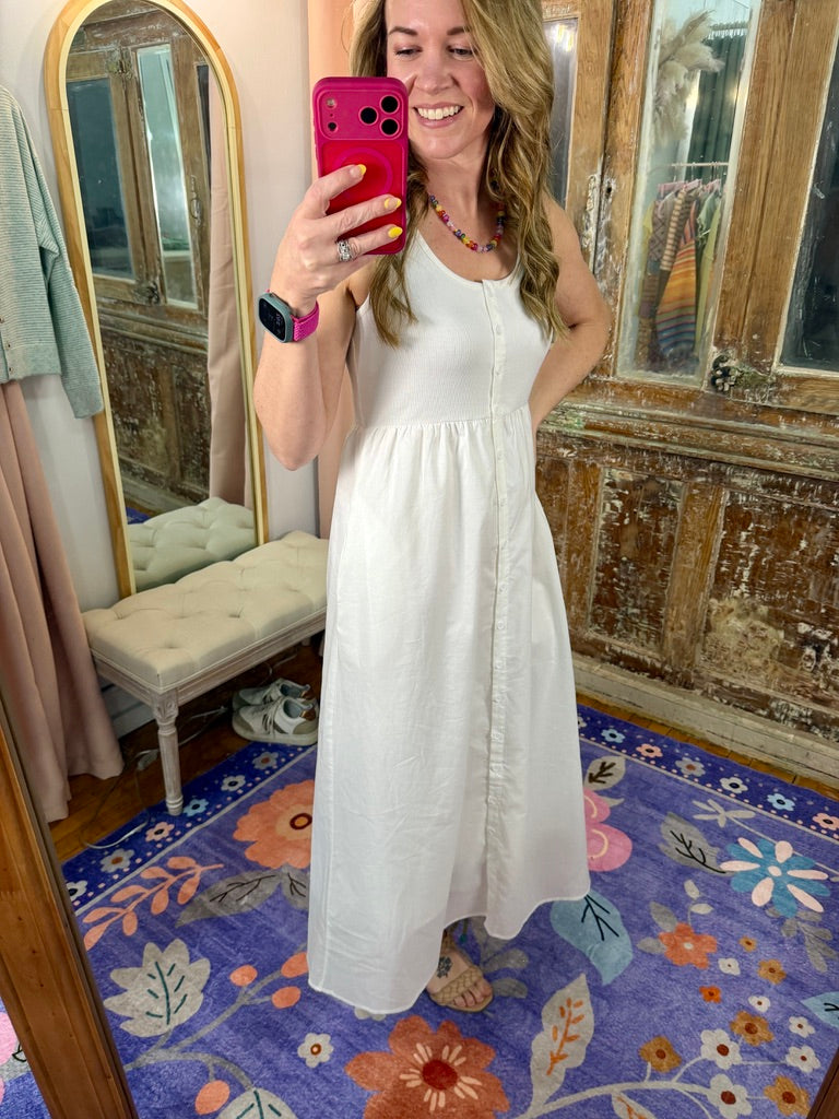 Simply Sweet Button-Up Midi Dress