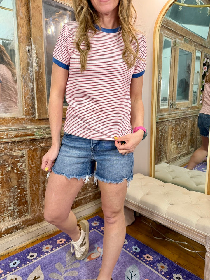 Striped Knit Tee - Red/White/Blue