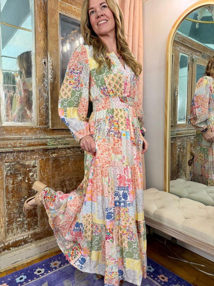 Patchwork Petals Maxi Dress