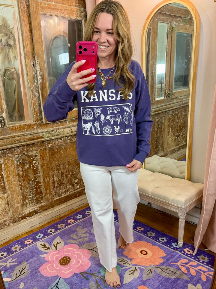 Kansas - State Agriculture Purple Crewneck